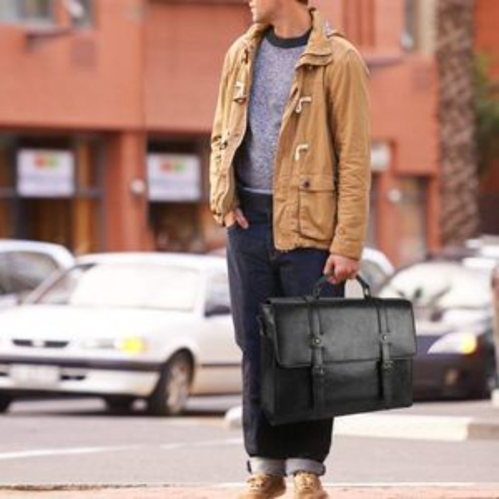 New Men's Messenger Bag Vintage Black Waterproof Bag​ - Picture 7 of 8